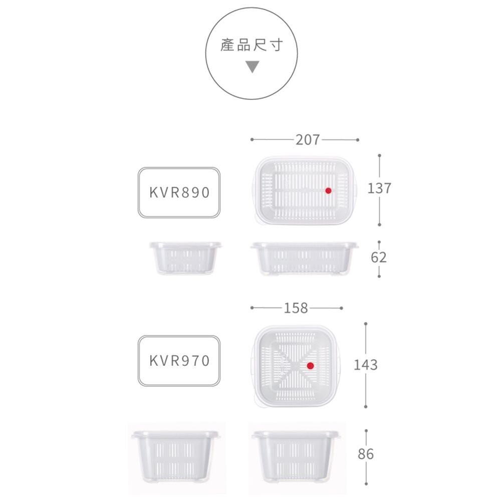 台灣製KEYWAY聯府 小廚師保鮮盒：長型890ML/方型970ML   瀝水保鮮盒  可微波冷凍-細節圖4
