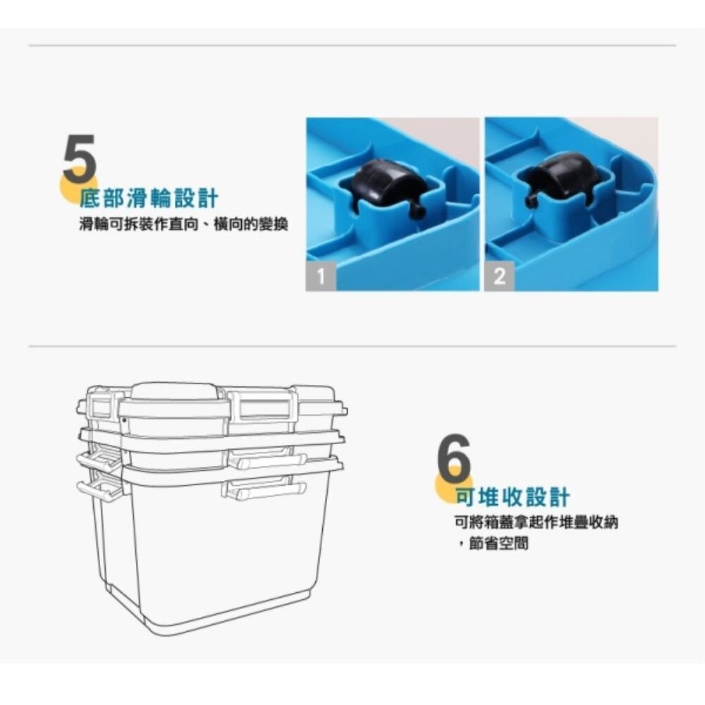 KEYWAY  K-61海力士滑輪整理箱60L-細節圖5