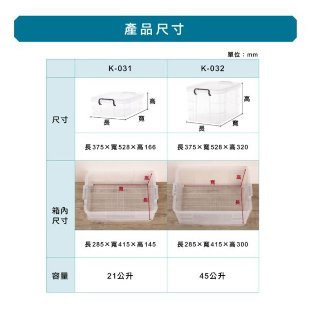 KEYWAY 透明強固型掀蓋整理箱21L收納箱K-031-細節圖4