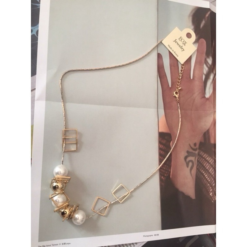 ✨台灣現貨✨😘正韓😘正方型針珠點綴項鍊｜百搭造型設計｜時尚簡約鎖骨鏈｜單色-細節圖2