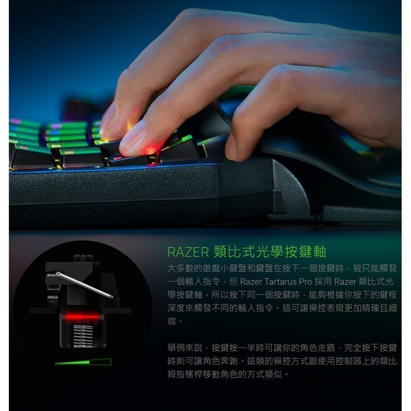 Razer 雷蛇 Tartarus Pro 塔洛斯魔蠍鍵盤 光學按鍵軸 自訂巨集 左手鍵盤-細節圖5