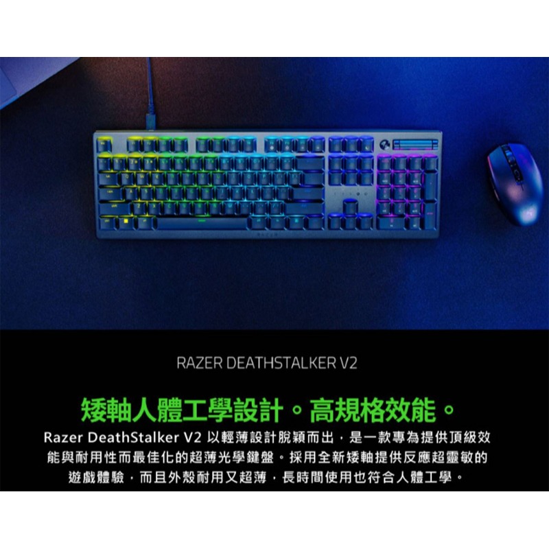 Razer 雷蛇 Deathstalker V2 噬魂金蝎 紅軸 英文鍵盤 有線鍵盤 電競鍵盤 超薄光學鍵盤-細節圖3