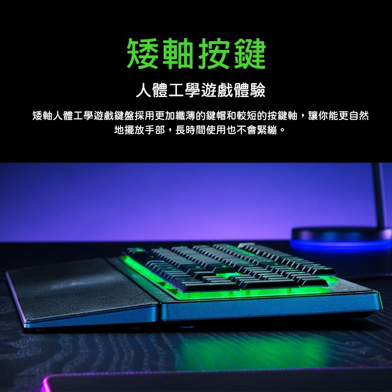 Razer 雷蛇 ORNATA V3 X 雨林狼蛛鍵盤 靜音薄膜按鍵軸 防潑水 人體工學護腕墊-細節圖4