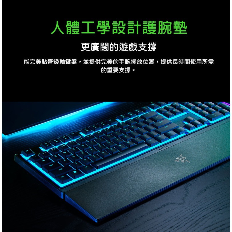 Razer 雷蛇 ORNATA V3 X 雨林狼蛛鍵盤 靜音薄膜按鍵軸 防潑水 人體工學護腕墊-細節圖8