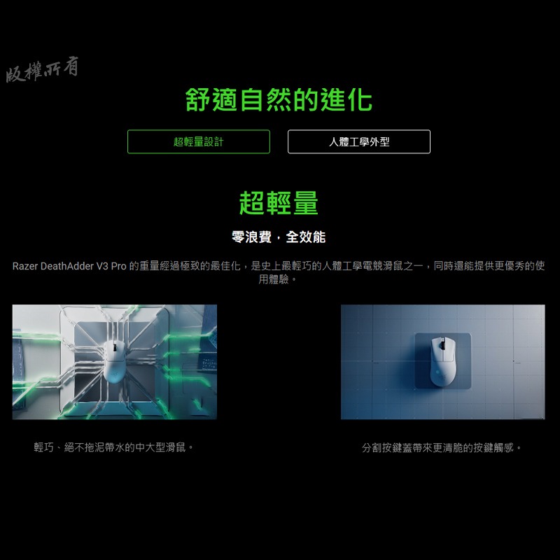 Razer 雷蛇 DEATHADDER 煉獄奎蛇 V3 Pro 無線滑鼠 人體工學設計光學感測 高續航力 高輪詢率-細節圖5