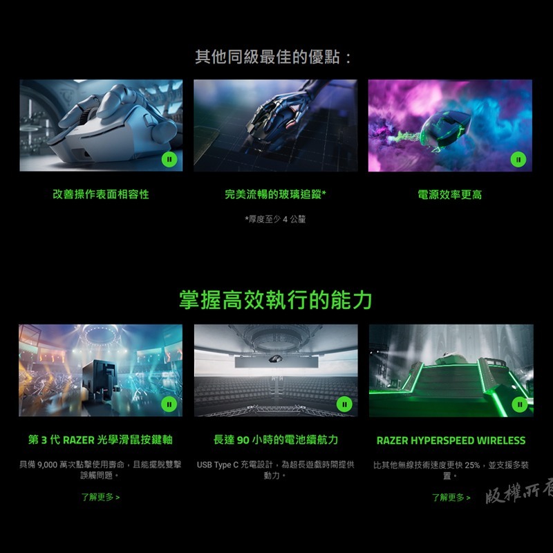 Razer 雷蛇 DEATHADDER 煉獄奎蛇 V3 Pro 無線滑鼠 人體工學設計光學感測 高續航力 高輪詢率-細節圖9