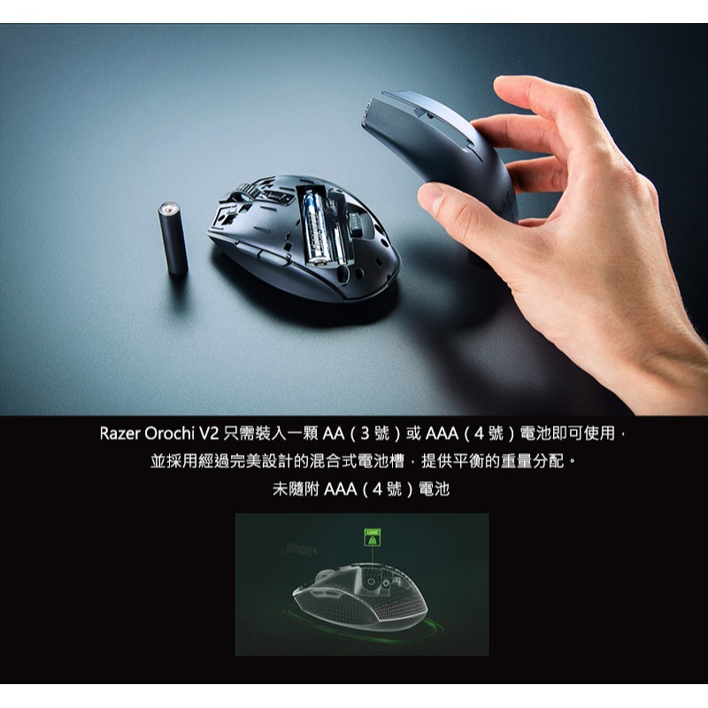 Razer 雷蛇 Orochi V2 八岐大蛇靈刃 V2 無線 電競滑鼠 黑 白 粉晶 Roblox 超輕量 通用設計-細節圖11