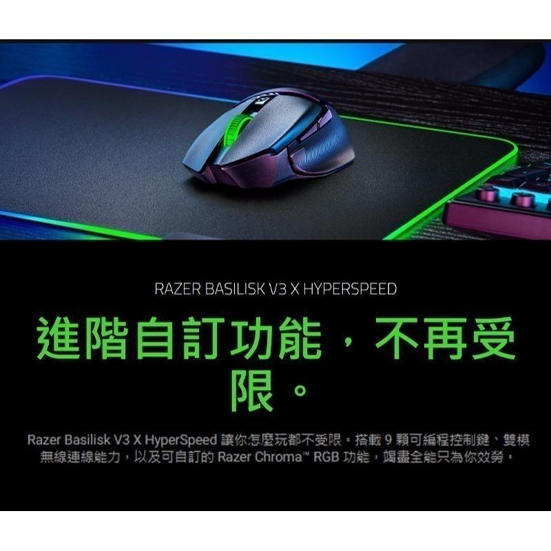 Razer 雷蛇 BASILISK V3 X HYPERSPEED 巴塞利斯蛇V3 X 速度版 無線 電競滑鼠-細節圖3