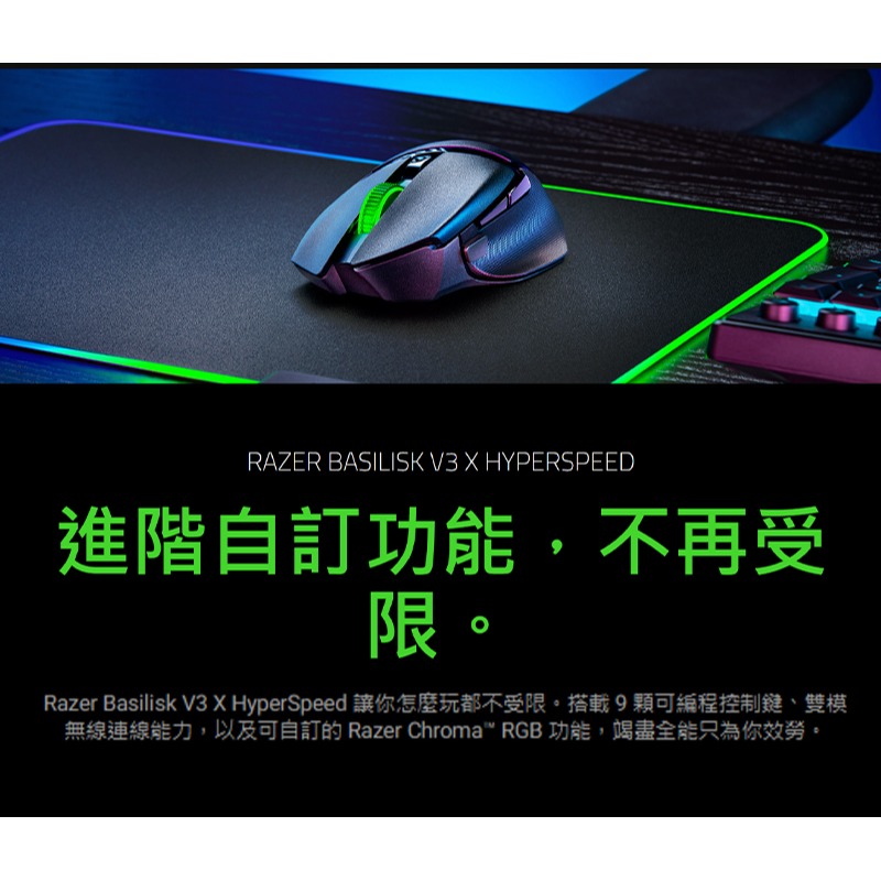 Razer 雷蛇 BASILISK V3 X HYPERSPEED 巴塞利斯蛇V3 X 速度版 無線 電競滑鼠-細節圖3