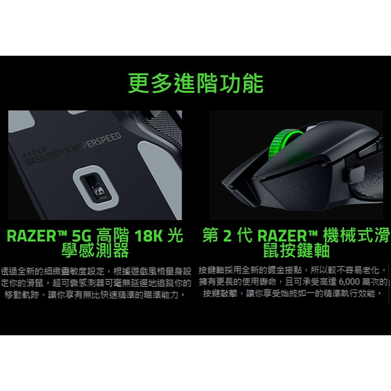 Razer 雷蛇 BASILISK V3 X HYPERSPEED 巴塞利斯蛇V3 X 速度版 無線 電競滑鼠-細節圖9