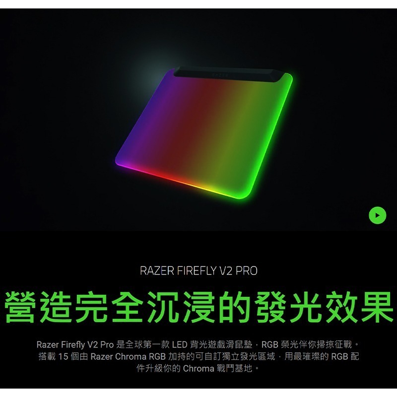Razer 雷蛇 FIREFLY V2 PRO 烈焰神蟲 滑鼠墊 全平面背光設計 紋理表面 雷蛇滑鼠墊 鼠墊-細節圖4