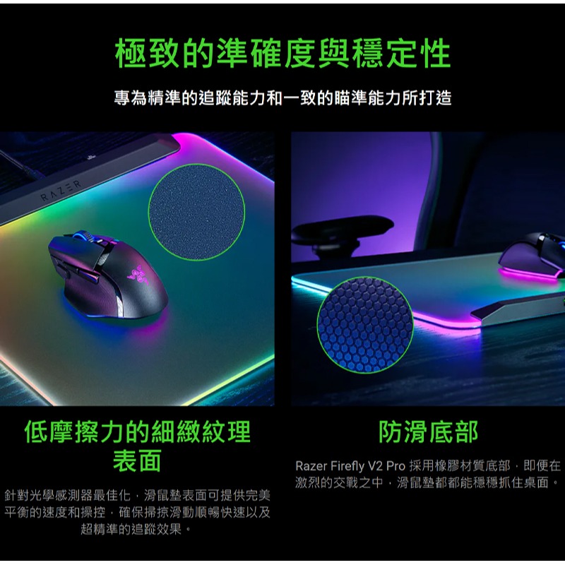 Razer 雷蛇 FIREFLY V2 PRO 烈焰神蟲 幻彩版鼠墊 黑色 白色-細節圖8