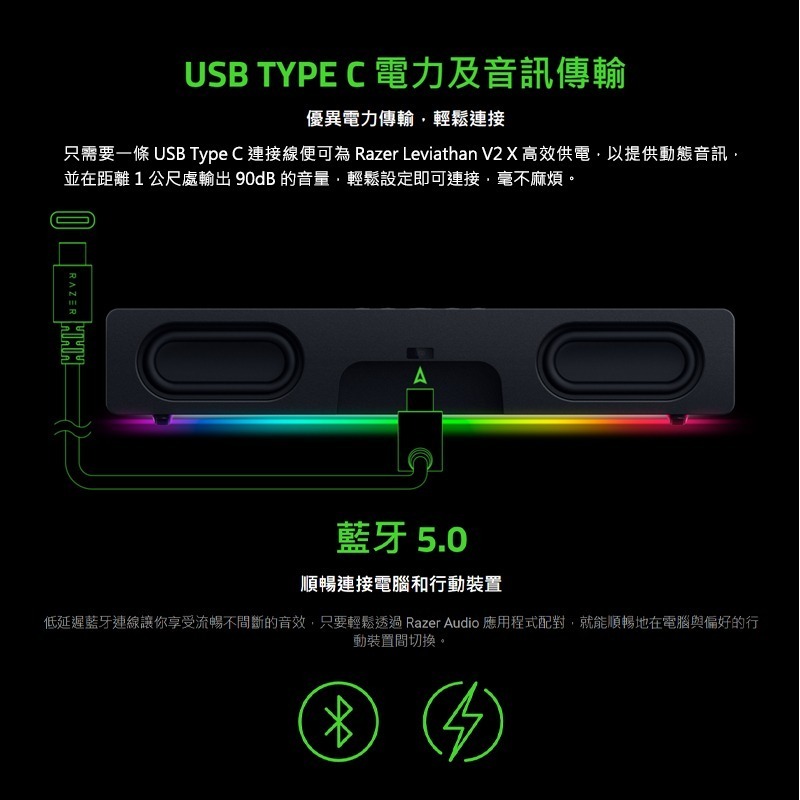 Razer 雷蛇 LEVIATHAN V2X 利維坦巨獸 喇叭 寶可夢限定款 動態高傳真音訊 精巧外型 藍芽-細節圖6