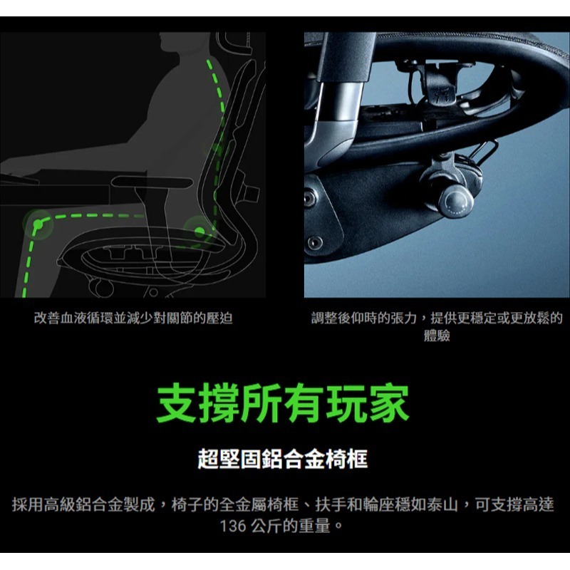 Razer 雷蛇 Fujin/Fujin Pro 風靈 人體工學電競椅 透氣網布 3D軟墊扶手 電競椅 電腦椅 辦公椅-細節圖8