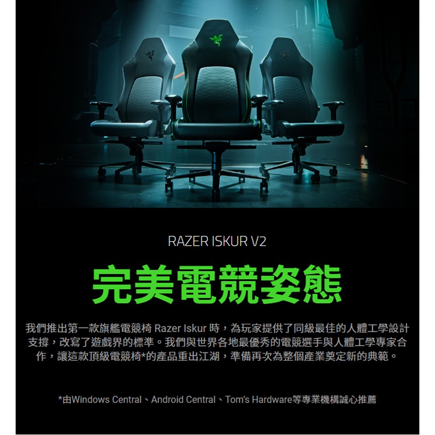 Razer 雷蛇 Iskur V2 電競椅 記憶泡棉頭枕 4D扶手 高密度泡棉 電腦椅 雷蛇電競椅 辦公椅 賽車椅-細節圖3