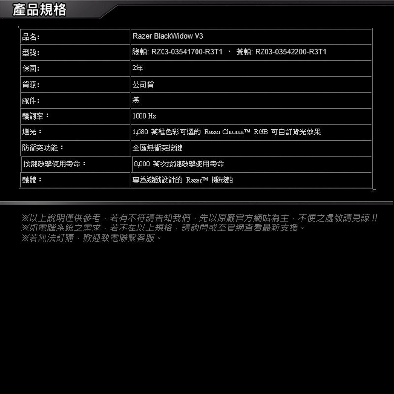 Razer 雷蛇 BlackWidow V3 黑寡婦蜘蛛幻彩版 電競機械鍵盤 鋁製結構/多功能數位滾輪/多元佈線選項-細節圖8