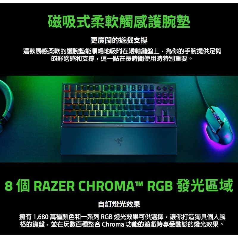 Razer 雷蛇 ORNATA V3 TKL 雨林狼蛛 酷洛米 電競鍵盤 UV矮軸按鍵 鍍膜鍵帽 機械鍵盤 雷蛇鍵盤-細節圖7