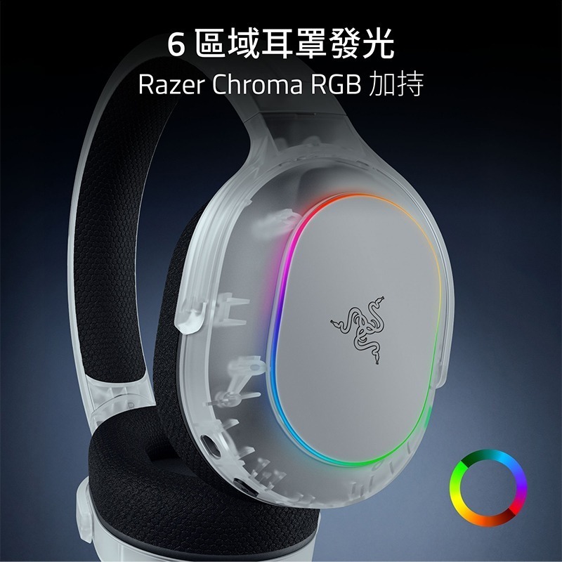 Razer 雷蛇 Barracuda X Chroma 梭魚 無線耳機 Phantom 白 雙模連線 電競耳機-細節圖5