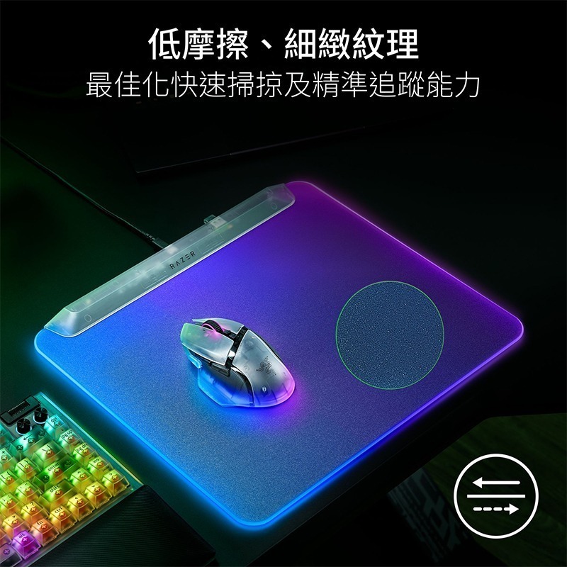 Razer 雷蛇 Firefly V2 PRO 烈焰神蟲 滑鼠墊 Phantom 白 全平面背光設計 紋理表面-細節圖7