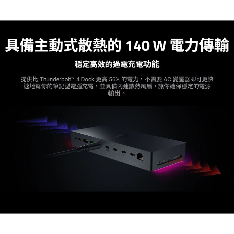 Razer 雷蛇 Thunderbolt 5 Dock 白 擴充基座 11個連接埠 支援三個顯示器 擴充底座 擴充塢-細節圖9