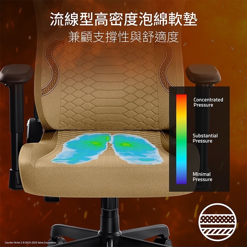 Razer 雷蛇 Iskur V2 X CS2 聯名款 電競椅 內置腰枕 高密度泡棉 2D扶手 電腦椅 辦公椅 賽車椅-細節圖4