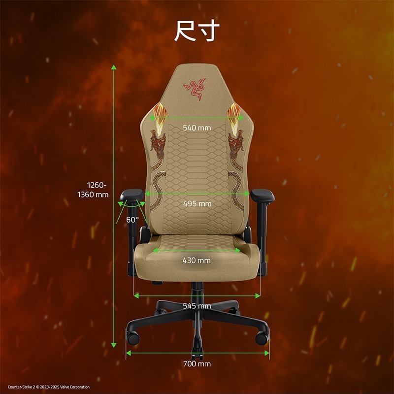 Razer 雷蛇 Iskur V2 X CS2 聯名款 電競椅 內置腰枕 高密度泡棉 2D扶手 電腦椅 辦公椅 賽車椅-細節圖7