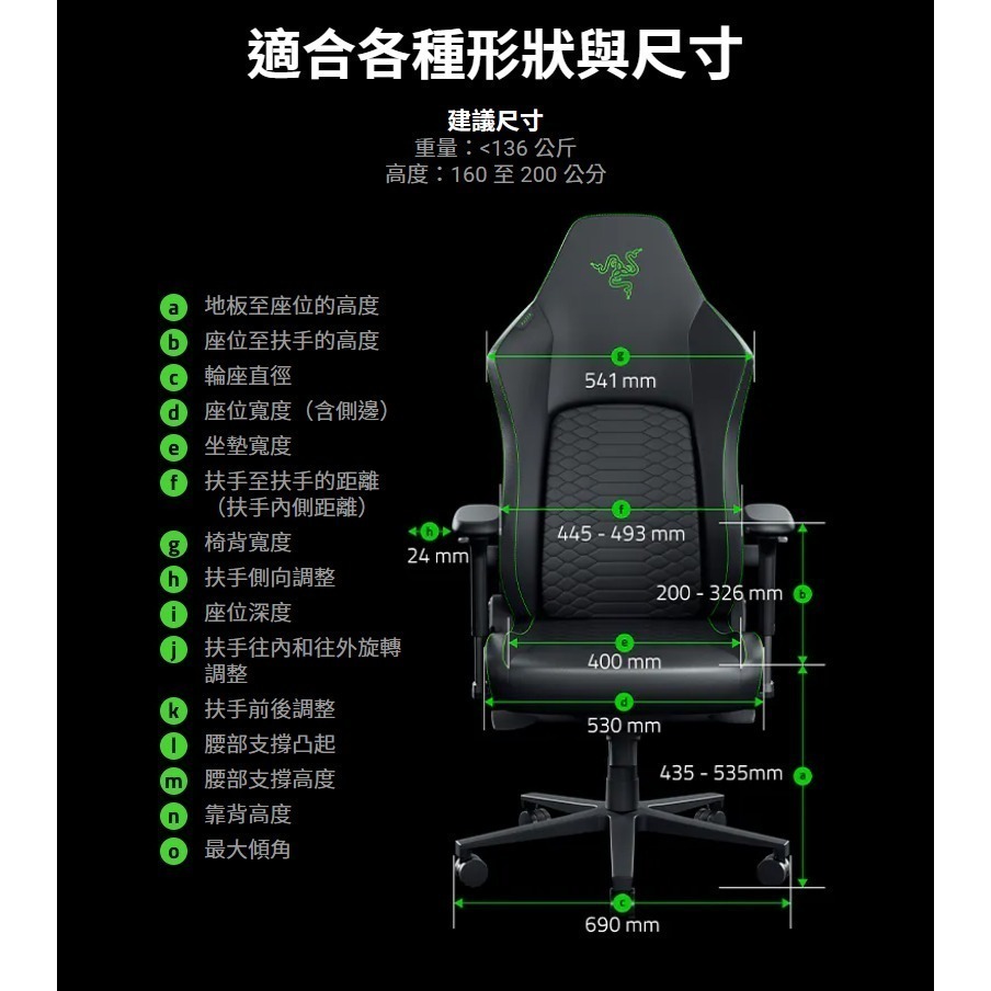 Razer Iskur V2 NewGen 電競椅 抗剝落表面 動態背部支撐 散熱泡棉坐墊 電腦椅 辦公椅 老闆椅-細節圖9