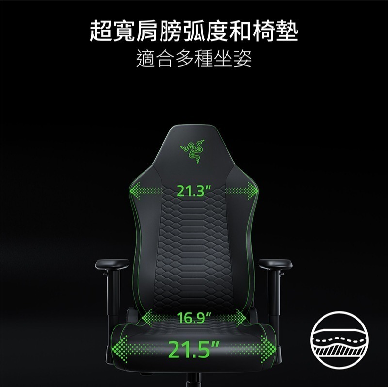 Razer Iskur V2 X NewGen 電競椅 抗剝落材質 內建腰部支撐 散熱泡棉坐墊 電腦椅 辦公椅-細節圖6