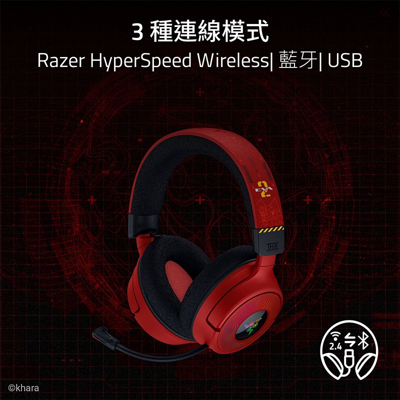 Razer 雷蛇 KRAKEN V4 EVA聯名 北海巨妖 無線電競耳機 三模連線 無線耳麥 藍芽耳機 電競耳機-細節圖3