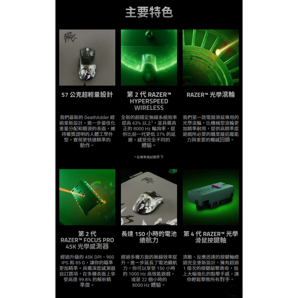 Razer 雷蛇 DeathAdder V4 Pro 煉獄奎蛇 無線電競滑鼠 NiKo聯名 雙模連線 超輕量 電競滑鼠-細節圖9