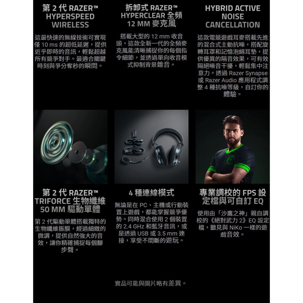 Razer 雷蛇 Blackshark V3 Pro 黑鯊 無線電競耳機 NiKo聯名 四模連線 電競耳機 雷蛇耳機-細節圖9