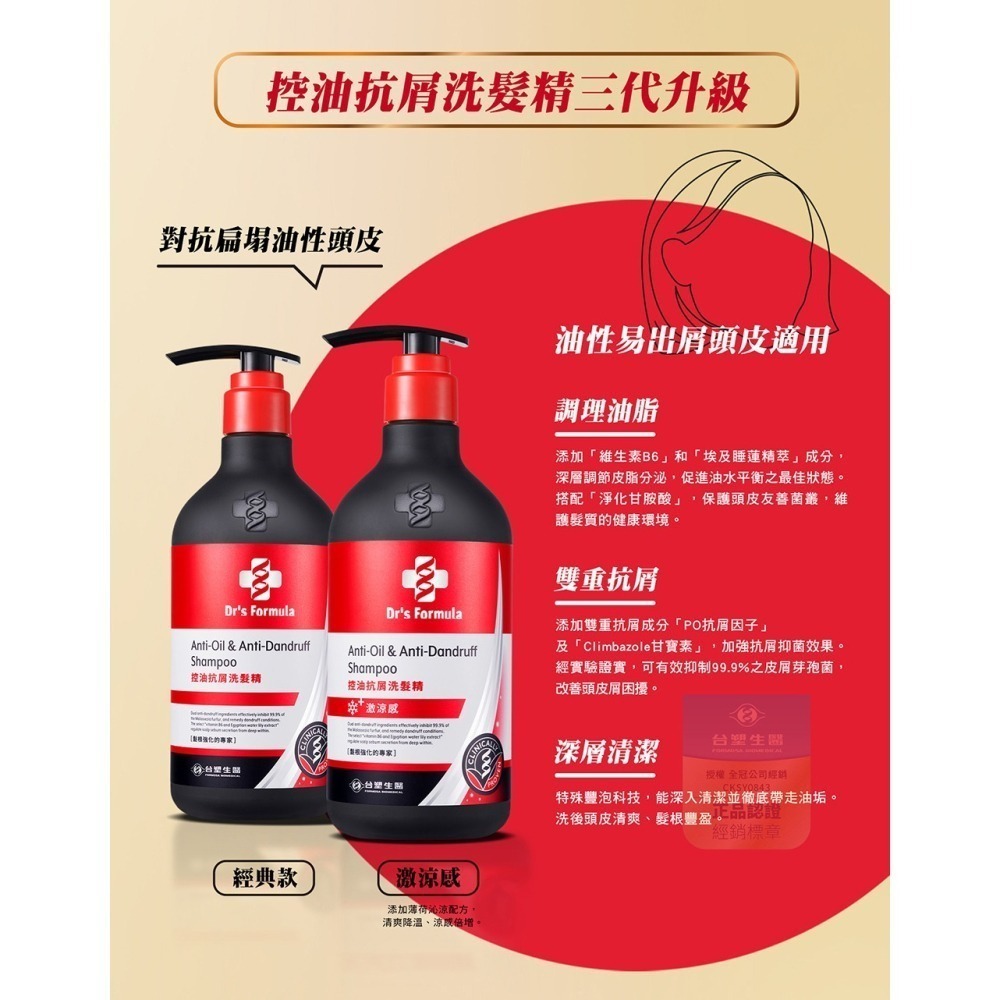 台塑生醫Dr＇s Formula  三代洗髮精 <洗髮精> 控油抗屑 髮根強化 順直水感 恆彩固色-細節圖4