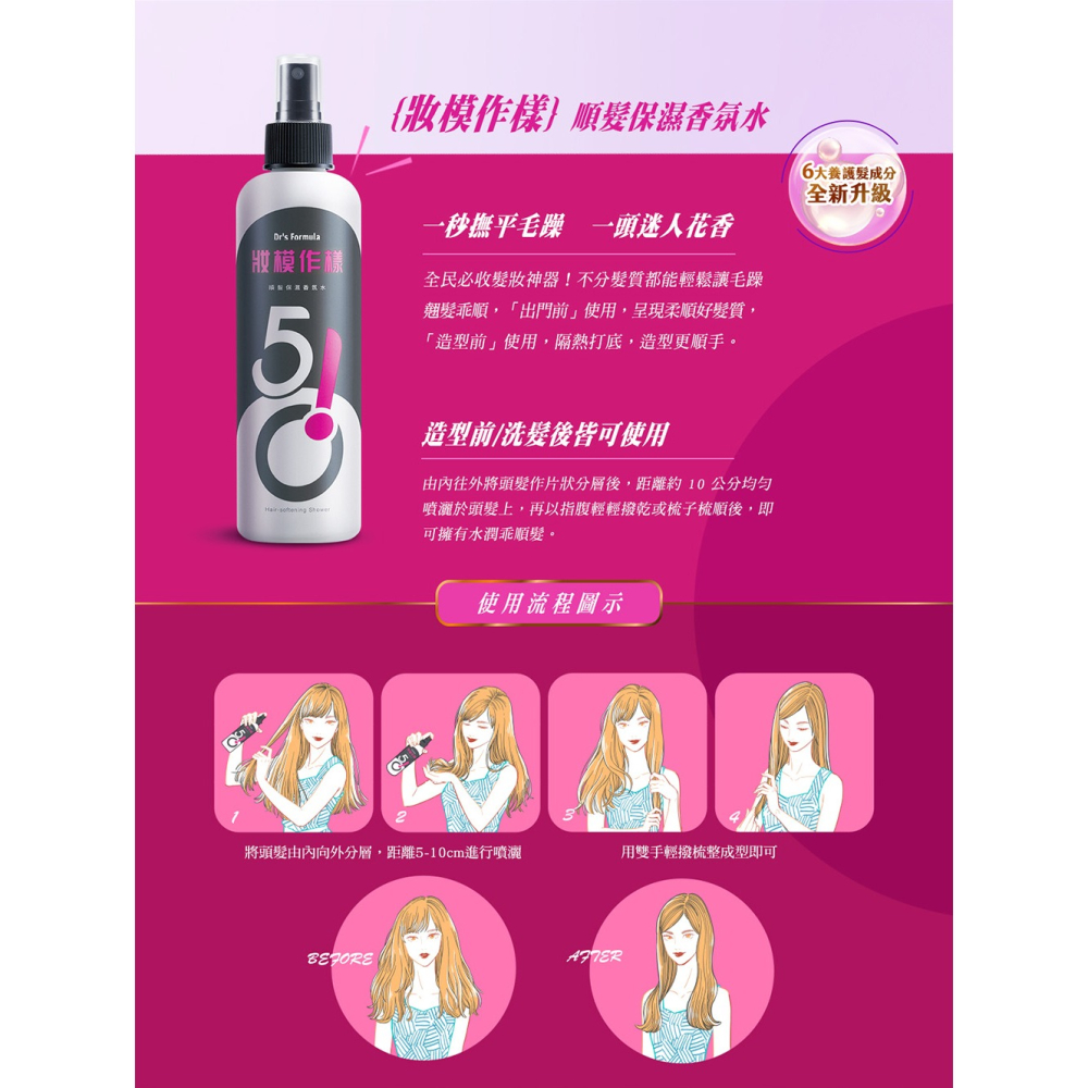 Dr＇s Formula 510 妝模作樣順髮保濕香氛水250ml-細節圖2