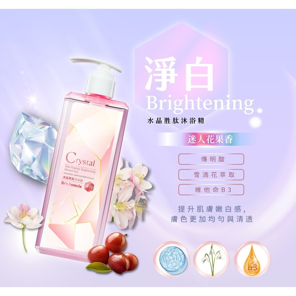 《台塑生醫》Dr’s Formula 水晶胜肽沐浴精 沐浴乳 沐浴精 (淨白/水潤/清爽) 500g 台塑長庚團隊把關-細節圖2