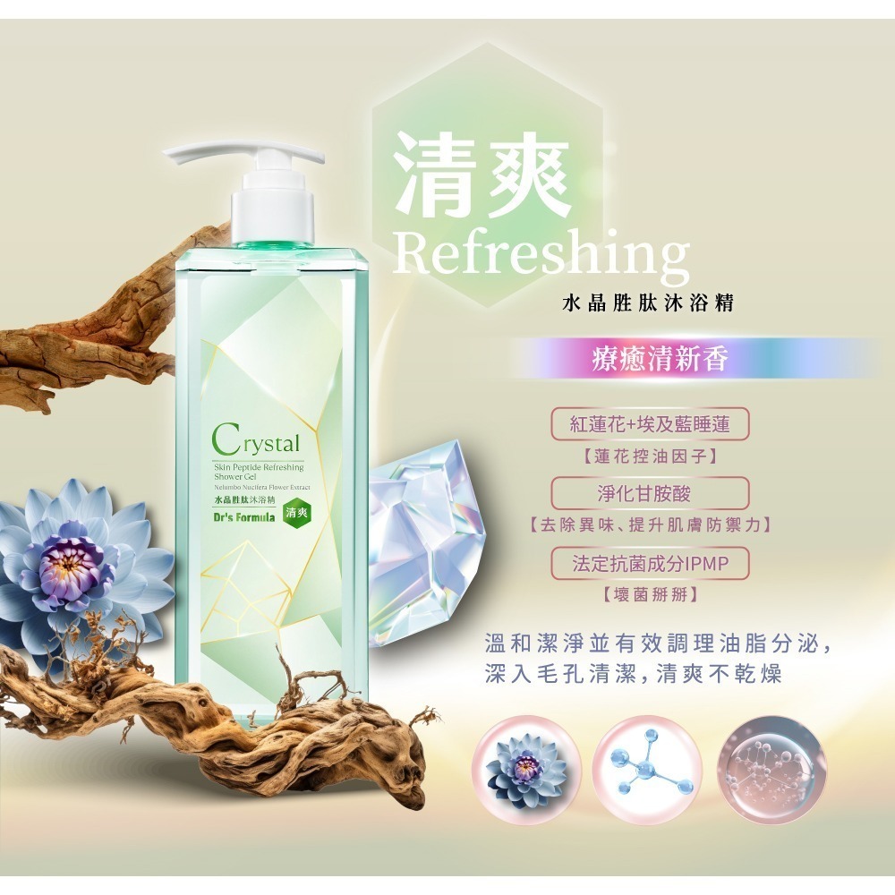 《台塑生醫》Dr’s Formula 水晶胜肽沐浴精 沐浴乳 沐浴精 (淨白/水潤/清爽) 500g 台塑長庚團隊把關-細節圖4