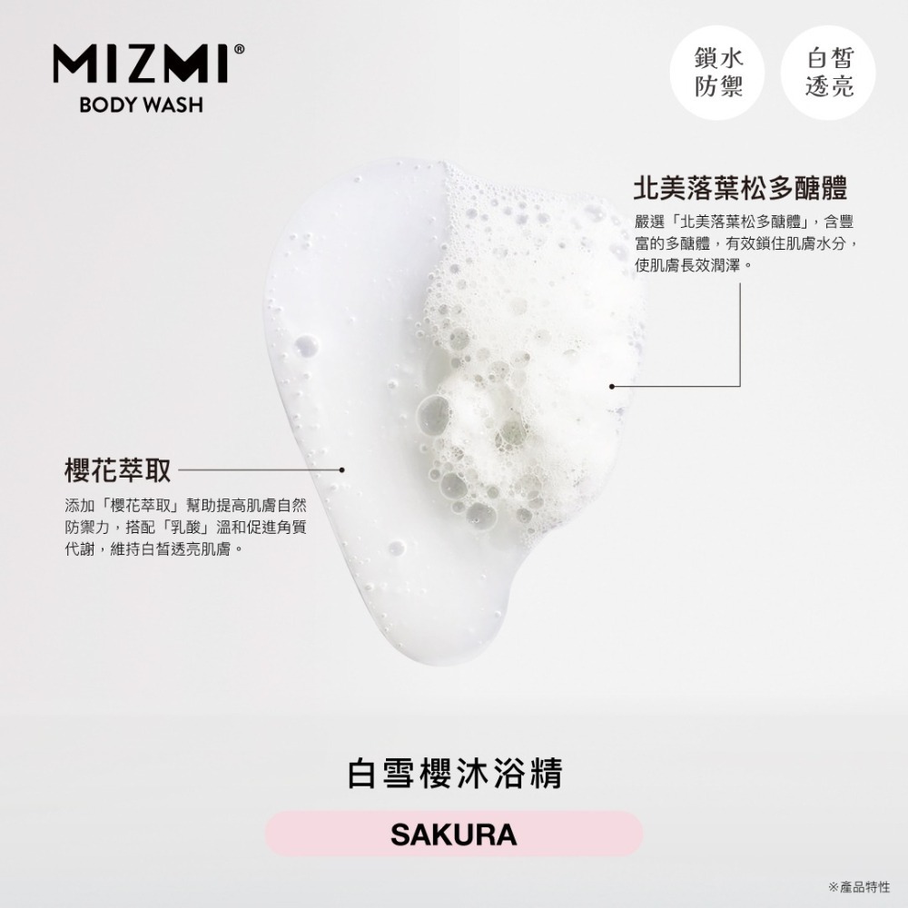 【MIZMI】台塑生醫 MIZMI 沐浴精 480ml 沐浴精 白雪櫻 水感舒眠 輕柔東方 台塑生醫團隊監製-細節圖5