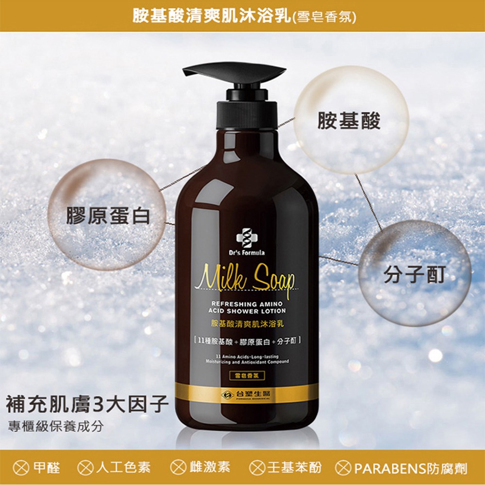 效近 台塑生醫 Dr＇s Formula 沐浴乳 清爽肌 保濕 柚果香氛 雪皂 冰川 琥珀 沐浴乳 沐浴精-細節圖3
