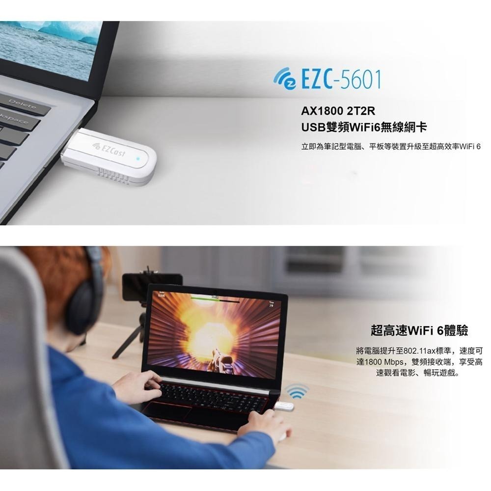 【EZcast】WiFi 6 USB無線網卡 極速雙頻WiFi網路卡(迷你外接網卡)-細節圖2