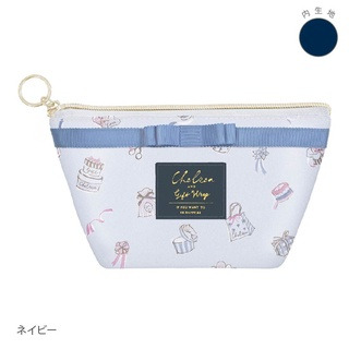 ❤️現貨❤️ 日本帶回 特價🉐️ Chelsea 化妝包 蝴蝶結 粉嫩 收納包 萬用包 包包 禮物 藍包-規格圖4