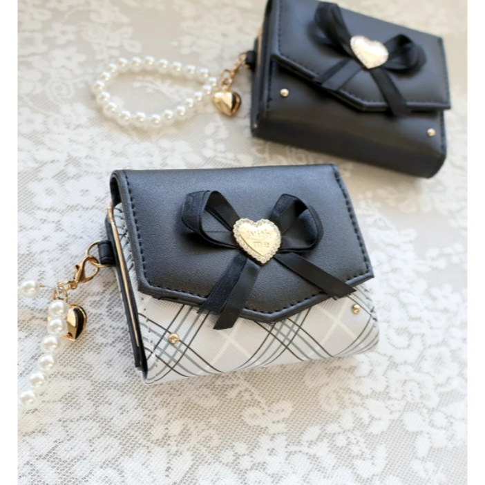 ★cutie_select ★ 預購 日本代購 三折 短夾 錢包 蝴蝶結 皮夾 珍珠鍊 抗菌防臭 口金零錢包 禮物-細節圖3