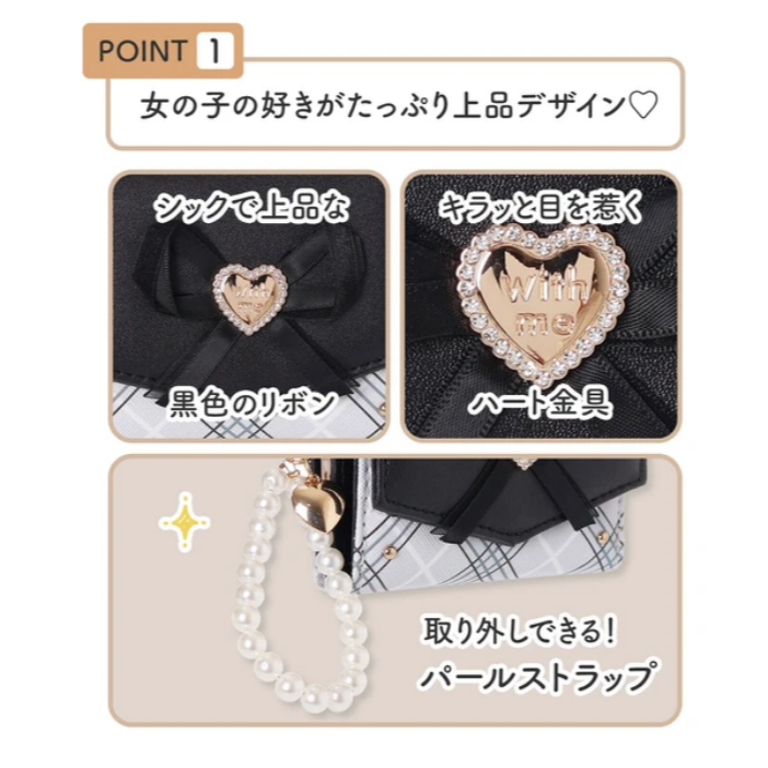 ★cutie_select ★ 預購 日本代購 三折 短夾 錢包 蝴蝶結 皮夾 珍珠鍊 抗菌防臭 口金零錢包 禮物-細節圖5