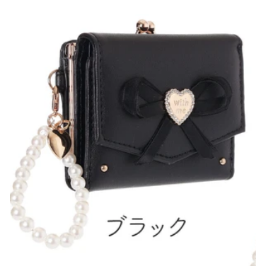 ★cutie_select ★ 預購 日本代購 三折 短夾 錢包 蝴蝶結 皮夾 珍珠鍊 抗菌防臭 口金零錢包 禮物-規格圖7