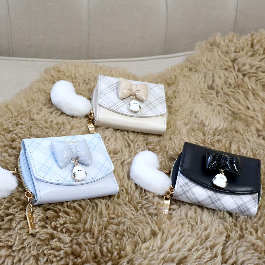 ★Cutie_Select★ 日本代購 預購 長尾山雀 錢包 短夾 零錢包 抗菌防臭 蝴蝶結 毛球 禮物-細節圖2