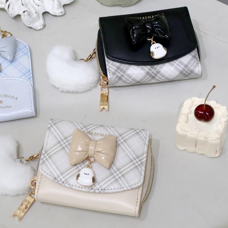 ★Cutie_Select★ 日本代購 預購 長尾山雀 錢包 短夾 零錢包 抗菌防臭 蝴蝶結 毛球 禮物-細節圖3