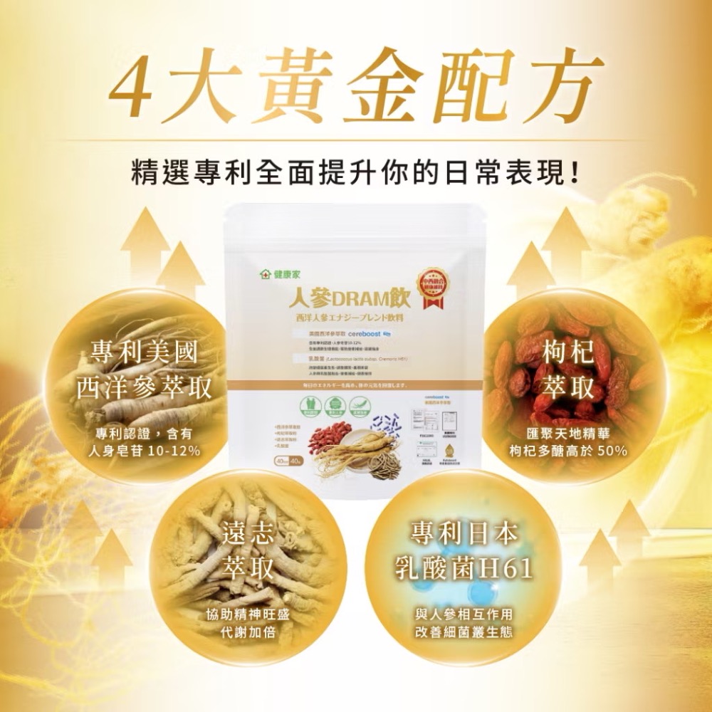 🌟泰甜心🌟 《現貨》快速出貨💨健康家-W新零售 健康家-人參DRAM飲(20毫克/包、8包/盒)-細節圖4