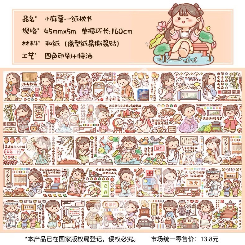 【分裝】小麻糬 奶蓋熊全系列《二十四節氣/小學日記/快樂動物園/名畫系列》和紙/PET膠帶 試吃包-規格圖6