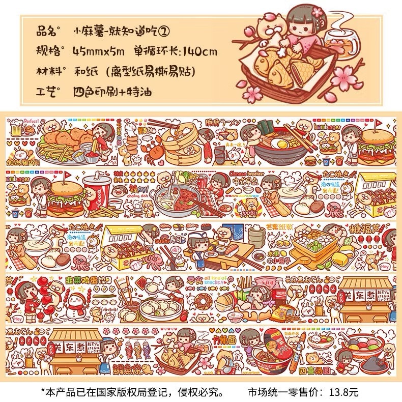 【分裝】小麻糬 奶蓋熊全系列《二十四節氣/小學日記/快樂動物園/名畫系列》和紙/PET膠帶 試吃包-規格圖6