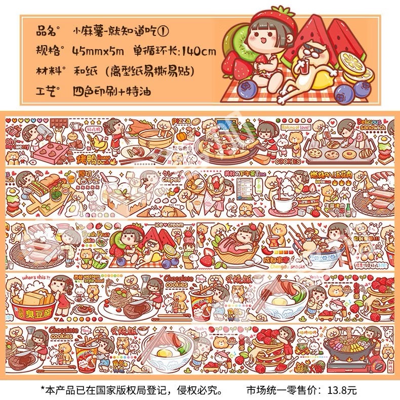 【分裝】小麻糬 奶蓋熊全系列《二十四節氣/小學日記/快樂動物園/名畫系列》和紙/PET膠帶 試吃包-規格圖6