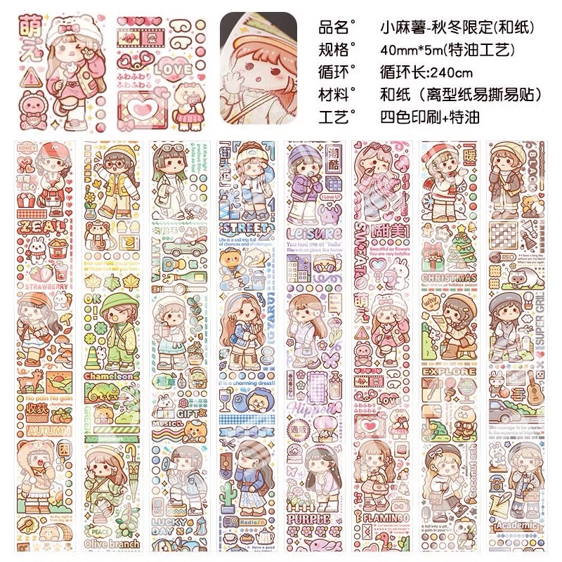 【分裝】小麻糬 奶蓋熊全系列《二十四節氣/小學日記/快樂動物園/名畫系列》和紙/PET膠帶 試吃包-規格圖6