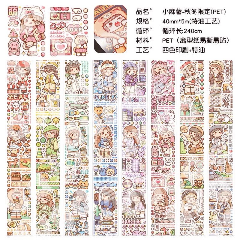【分裝】小麻糬 奶蓋熊全系列《二十四節氣/小學日記/快樂動物園/名畫系列》和紙/PET膠帶 試吃包-規格圖6